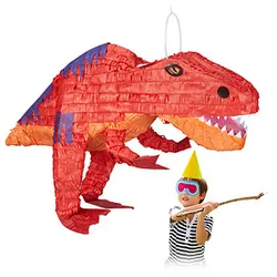 relaxdays Piñata rot/orange Dinosaurier