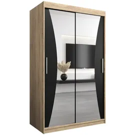 abiks möbel Schwebetürenschrank MONACO 120 x 200 x 62 cm Schwarz
