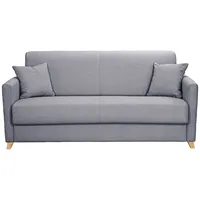 Skandinavische Schlafcouch hellgrau mit Matratze 18 cm 3-Sitzer SKANDY
