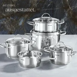 Tectake Bologna II Topf-Set 9-tlg. Kochtopf + Glasdeckel