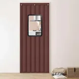 Blickdicht Verdunklungsvorhänge Mit transparentem Fenster Thermo Türvorhang Vorhänge Schlafzimmer Thermo Türvorhang Kälteschutz Türvorhänge zum Schutz der Privatsphäre(Brown,100x200cm(39x79in))