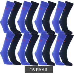 16 Paar PUMA Baumwoll-Socken lange Strümpfe Sport-Socken Sparpack 272001001 970 Dunkelblau/Hellblau - 39-42