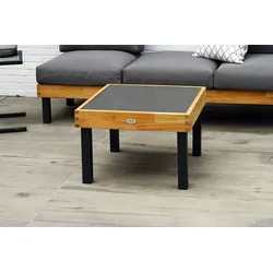 Ploß Skagen Couchtisch, Anthrazit, Aluminium/Teak, 65x65 cm, robust