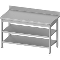 RomuxRomux® - Edelstahl-Wandtisch mit 2 Einlegeböden 1000x600x850 mm | Professionelle Stahlwerkbank Edelstahlwerkbank Edelstahltisch