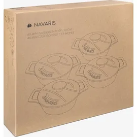Navaris Mini Cocotte Set Topf-Set 4-tlg. 4 x Gusseisen Mini Topf