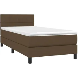 vidaXL Boxspringbett mit Matratze & LED Dunkelbraun 100x200 cm Stoff