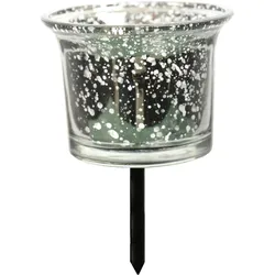 Kerzenhalter zum Stecken 6x10cm Glas Adventskerzenhalter zur Gestaltung Gesteck Kranz Teelichthalter Kerzenstecker Steckhalter Antik Silber metallic
