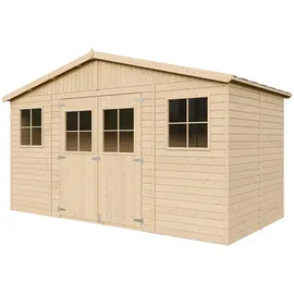 TIMBELA Gartenhaus 4,18 x 1,99 m Beige