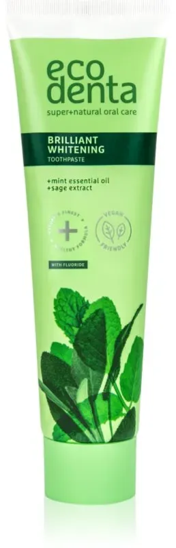 Ecodenta Green Brilliant Whitening bleichende Zahnpasta mit Fluor für frischen Atem Mint Oil + Sage Extract 100 ml