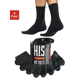 Socken H.I.S, Damen, Gr. 35-38, schwarz, Baumwollmischung, Polyamid, Baumwolle, unifarben, elastisch, Socken, in der Geschenkdose