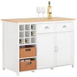 SoBuy Kücheninsel mit 2 Rattankörben Küchenschrank Sideboard Buffet KNL05-W