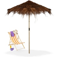 Relaxdays Sonnenschirm Hawaii rund, braun Ø 215,0 cm