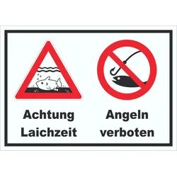 HB-Druck Achtung Laichzeit Angeln verboten Schild A0 Rückseite selbstklebend
