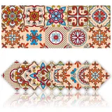 Cendray 20 Stück Küche Fliesenaufkleber Aufkleber Wanddekoration PVC Wasserdicht Mosaik Retro Style Badezimmer Fliesenaufkleber Wasserfest Klebefliesen (20x20cm,Rosa)