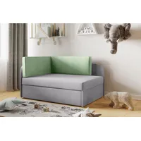 Fun Möbel Kindersofa Sofa Kindersofa Schlafsofa inkl. Bettkasten MAILO Seite Li o. Re, mit Schlaffunktion grau|grün