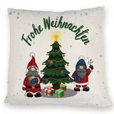 Weihnachtswichtel Kissen mit Spruch Frohe Weihnachten EIN bequemes DekoKissen für die Couch WeihnachtsKissen Weihnachten Eltern Sofa Weihnachtsmotiv Kissen bezug Weihnachtsbaum