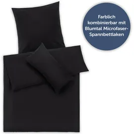 Blumtal Bettwäsche unifarben Schwarz 135 x 200 cm + 40 x 80 cm