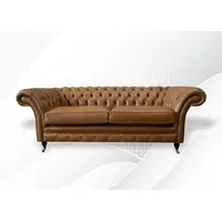 JVmoebel Chesterfield-Sofa Braun Couch Polster Sofa Sitz Sofas Zimmer Braun Leder Braun, Made in Europa braun