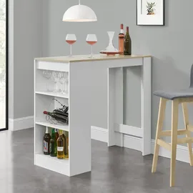 [en.casa] Bartisch Kouvola 110 x 50 x 103 cm Weiß/Eiche-Optik