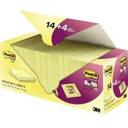3M Post-it Notes Promotion 654-P14CY+4SSCY 14 Blöcke Post-it Notes á 100 Blatt, gelb, 76 mm x 76 mm, PEFC zertifiziert inkl. 4 Blöcke Post-it Super Sticky Notes á 90 Blatt, gelb, 76 mm x 76 mm, PEFC zertifiziert, gratis