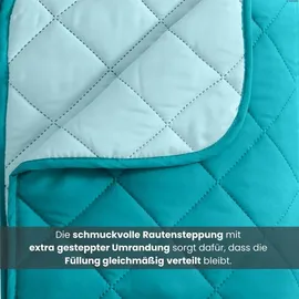 Wometo Microfaser Sommer Steppbett 135x200 türkis & helltürkis / OEKO-TEX / kochfest 95° / Leichtsteppbett für heiße Tage / ohne Bezug verwendbar