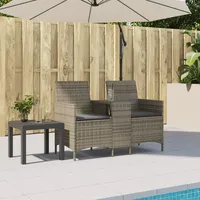 vidaXL Gartensofa 2-Sitzer Loungeset grau