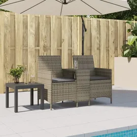 vidaXL Gartensofa 2-Sitzer Loungeset grau