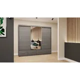 fabryka mebli idźczak Schwebetürenschrank Schrank Kleiderschrank 250 cm matt Grau/Grau mit Spiegel Florence - grau