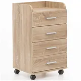 Wohnling Rollcontainer WL5.749, Holz, Sonoma, eiche, mit Rollen, Standcontainer Bürocontainer Beistellcontainer