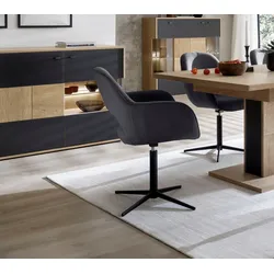Esszimmerstuhl MCA FURNITURE "Melrose", grau (anthrazit), B:64cm H:88cm T:64cm, Polyester, Stühle, Stuhl 360drehbar mit Nivellierung