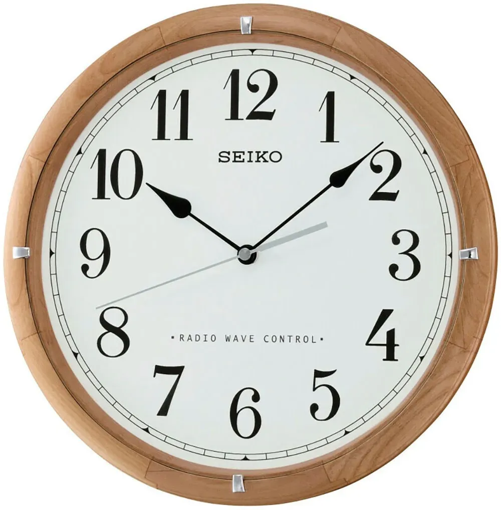 Funkwanduhr SEIKO, braun (erlefarben), Wanduhren, Ø 31cm, Quarzuhr, Wohnzimmer, Esszimmer, Arbeitszimmer, Küche