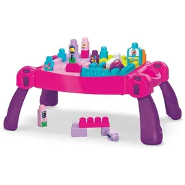 Mega Brands MEGA Bloks Bau- und Stapelspaß, Bau- und Spieltisch, inklusive 30 Bausteine, rosa, Spielzeug ab 1 Jahr, FFG22