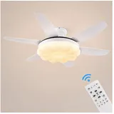 Euroton Deckenventilator Deckenventilator LED Beleuchtung 6 Geschwindigkeiten timer 2 Stunden, Lichtfarbe und Helligkeit stufenlos einstellbar weiß