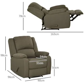 Homcom Relaxsessel mit Liegefunktion Leinenoptik Seitengriff Fußstütze