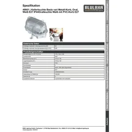 Blulaxa Kellerleuchte Oval Metallkorb E27 IP44 1 Brennstellen weiß