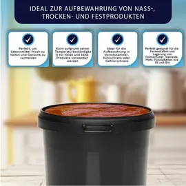 Benbow Eimer mit Deckel 0,5L x10 Schwarz - lebensmittelecht, stabil, luftdicht, auslaufsicher, geruchsneutral - Plastikeimer mit Henkel - leer - Schwarz