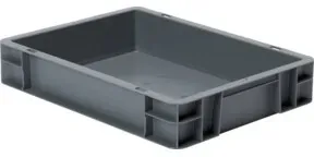 Transportstapelbehälter L400xB300xH75mm grau PP Seitenwände geschl.LA-KA-PE