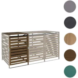 XL 1er-/2er-Mülltonnenverkleidung Erweiterung HWC-H62, Mülltonnenbox, 114x67x97cm Massiv-Holz ~ dunkelbraun