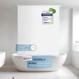 Rapid Teck® Halb-Kassetten Duschrollo 60cm | stilvolles Design Milky Stone | Duschvorhang mit Seilzug | Modernes Duschrollo für Badewanne | Duschrollo für Dusche und kleine Bäder