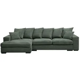 kaiser möbel Ecksofa mit schlaffunktion und bettkasten, Sofa L-form, Couch L-form Gabon stoff Zoom Grün Ottomane Links - Grün