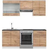 Vicco Küchenzeile Fame-Line 200 cm modern Küchen Schränke Schubunterschrank Spülenunterschrank Hängeschrank Hängeglasschrank