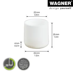 WAGNER Kappen für Stahlrohr rund 4tlg. - Ø 20/24 x 23 mm, Abrieb 5 mm, Kunststoff weiß - 15062399