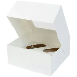 BIOZOYG 25 Stück Cupcake Boxen inkl Einlagen für 4 Cupcakes, mit Sichtfenster aus PLA Muffin-Schachteln Dessertboxen umweltfreundliche Materialien