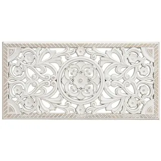 Meinposten Wanddekoobjekt Wandornament Holz weiß 60x30 cm shabby Landhaus Ornament Holzbild (1 St) weiß