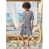 Heine Druckkleid Etuikleid Marine/Ecru 34