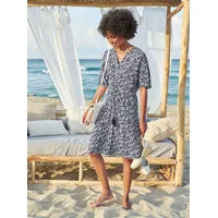 Heine Druckkleid Etuikleid Marine/Ecru 34