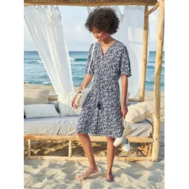 Heine Druckkleid Etuikleid Marine/Ecru 34