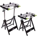 Baumarktplus 2x Werkbank Premium Alu klappbar höhenverstellbar 7 Stufen Werktisch Schnellspanner, bis 90° neigbar