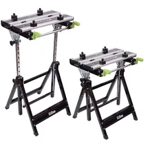 Baumarktplus 2x Werkbank Premium Alu klappbar höhenverstellbar 7 Stufen Werktisch Schnellspanner, bis 90° neigbar