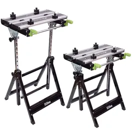 Baumarktplus 2x Werkbank Premium Alu klappbar höhenverstellbar 7 Stufen Werktisch Schnellspanner, bis 90° neigbar
